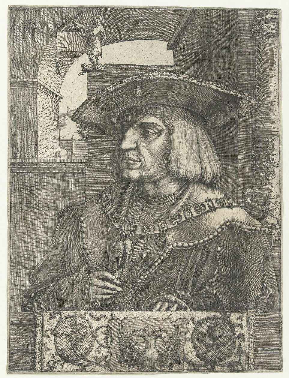 Maximilian császár portréja alkotó: Lucas van Leyden
