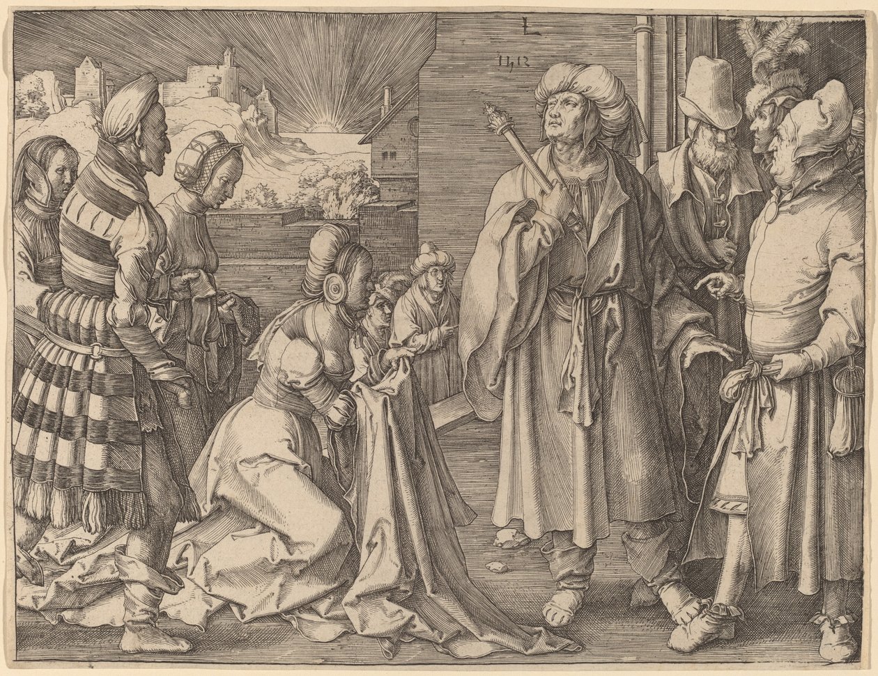 Potifár felesége megvádolja Józsefet alkotó: Lucas van Leyden