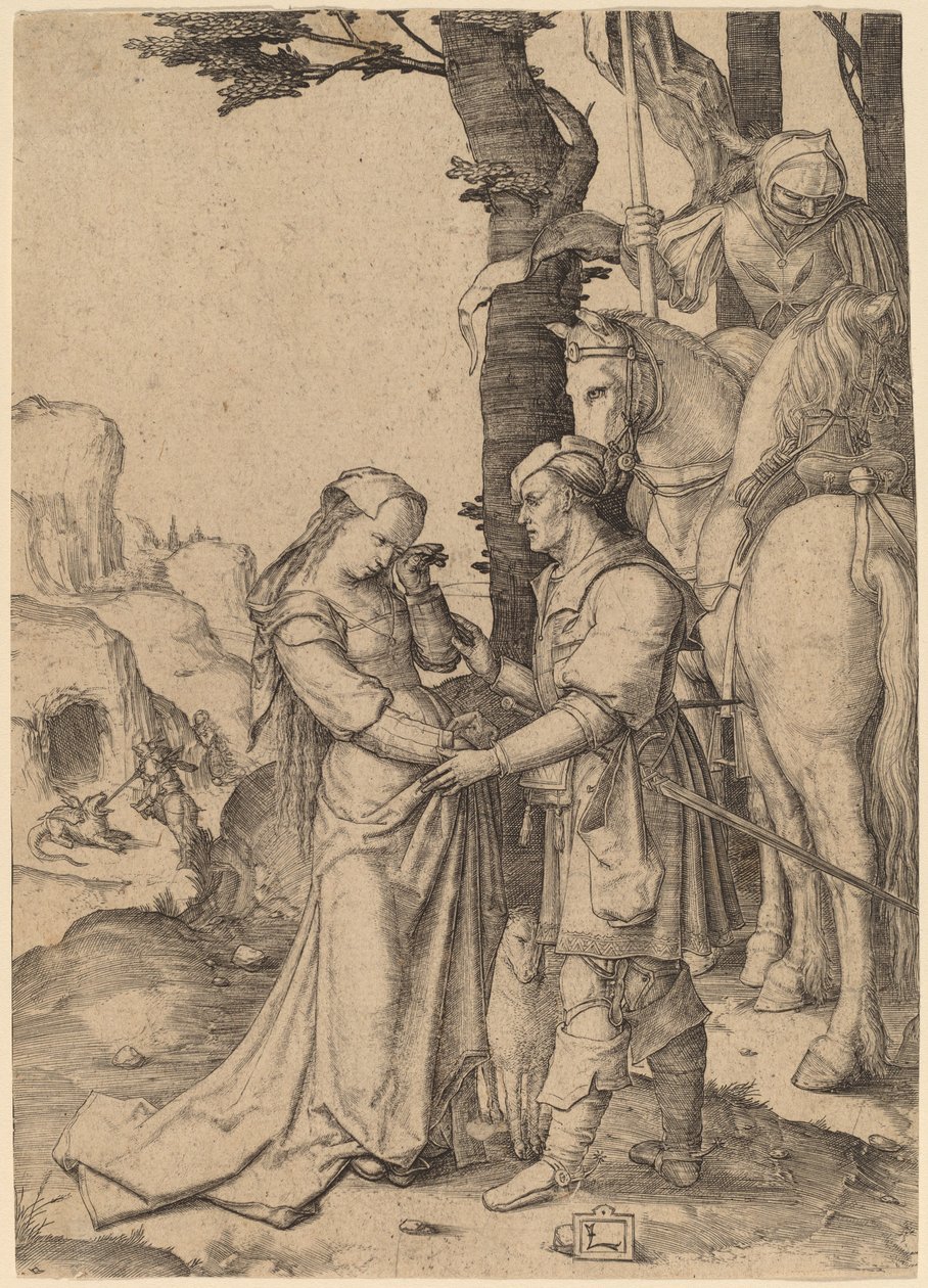 Szent György felszabadítja a hercegnőt alkotó: Lucas van Leyden
