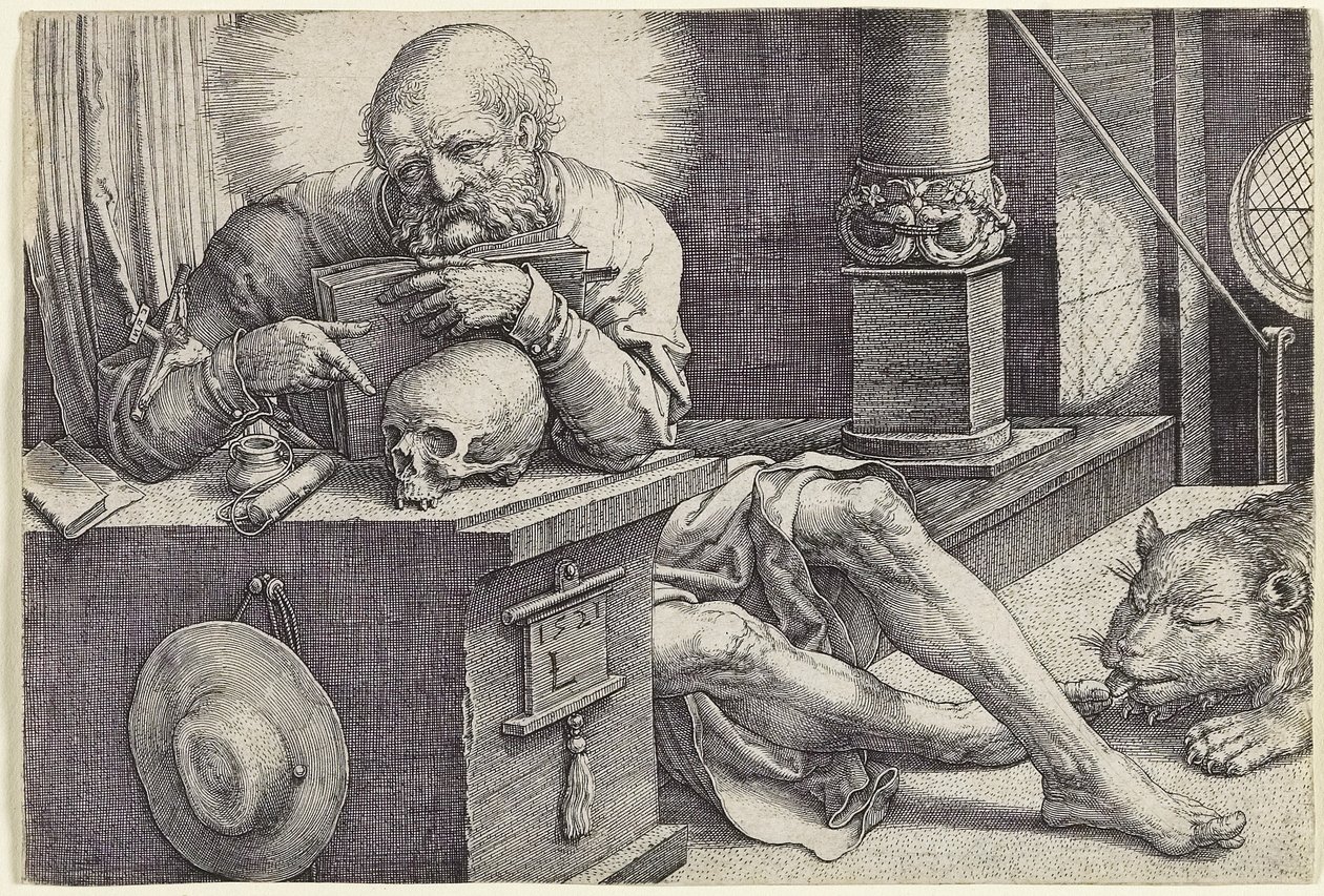 Szent Jeromos a dolgozószobájában, 1521 alkotó: Lucas van Leyden