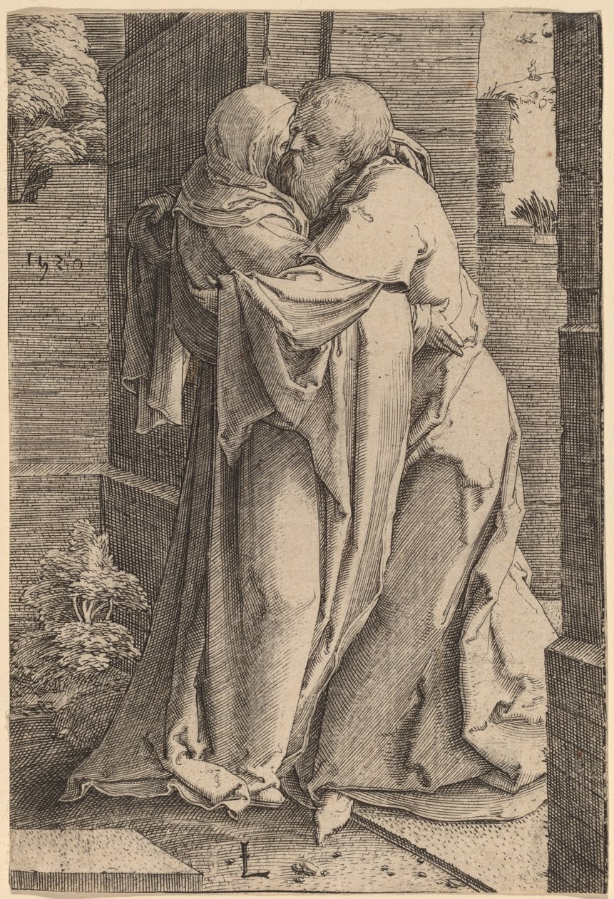 Szent Joachim Szent Annát ölelve alkotó: Lucas van Leyden