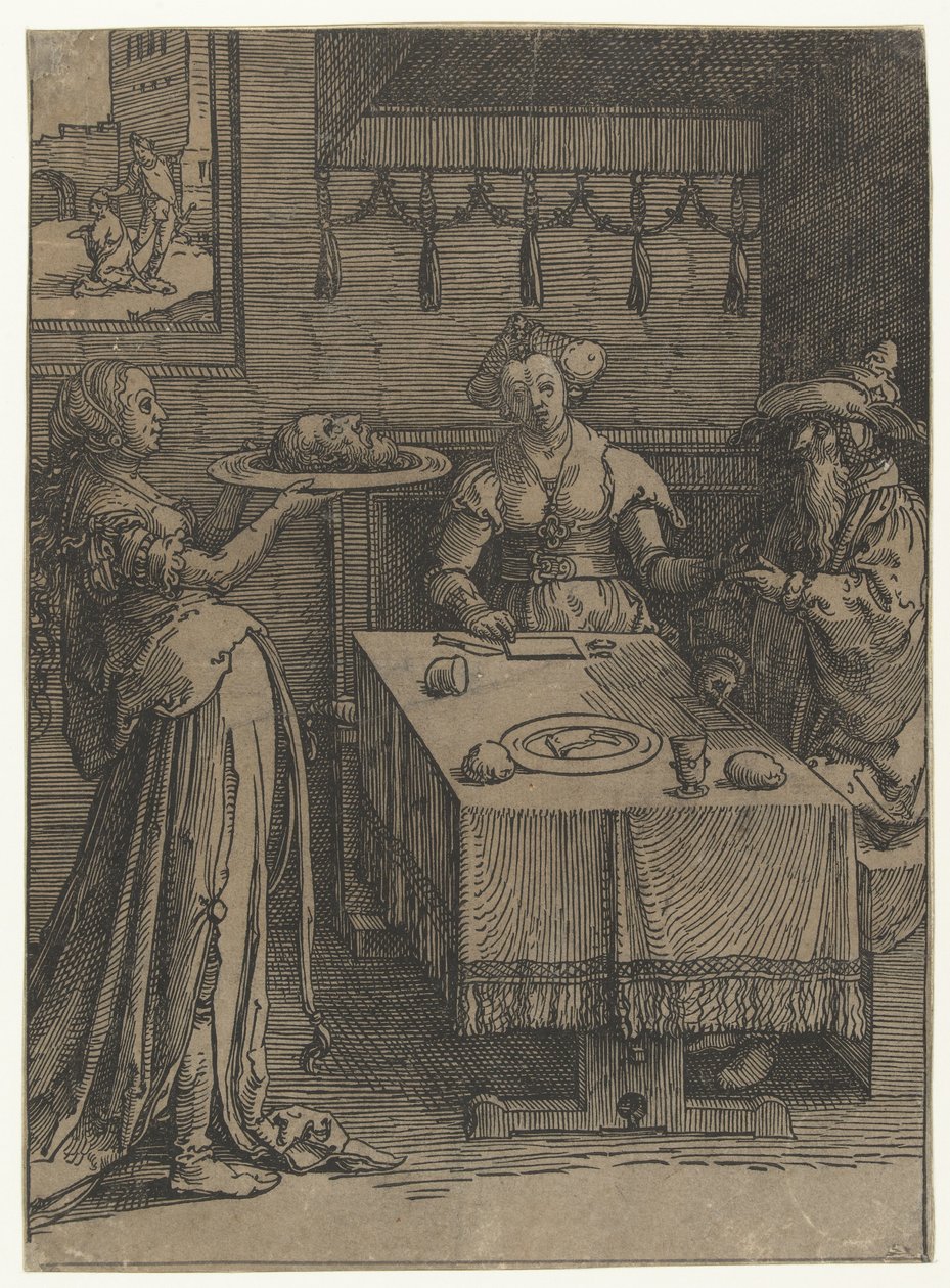 Salome Keresztelő János fejével Kis sorozatú női listák (sorozat címe) alkotó: Lucas van Leyden