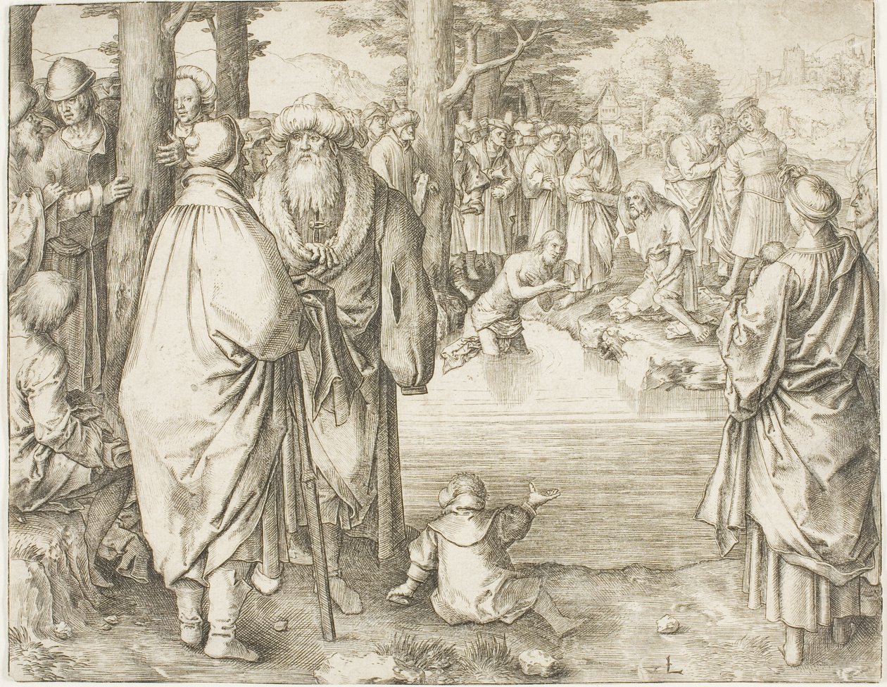 Krisztus megkeresztelkedése a Jordán folyóban alkotó: Lucas van Leyden