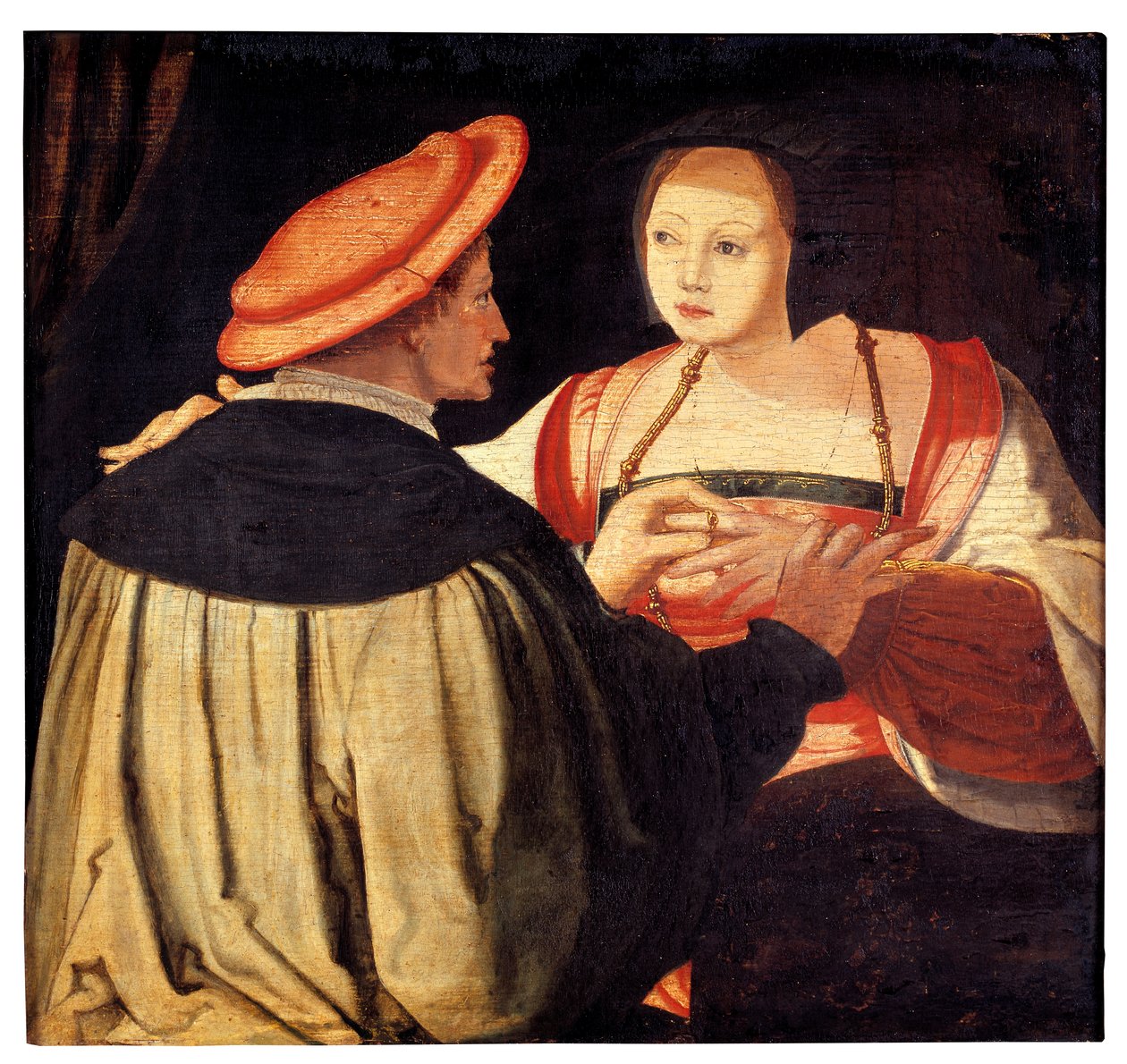 Az eljegyzés (olaj a panelen) alkotó: Lucas van Leyden