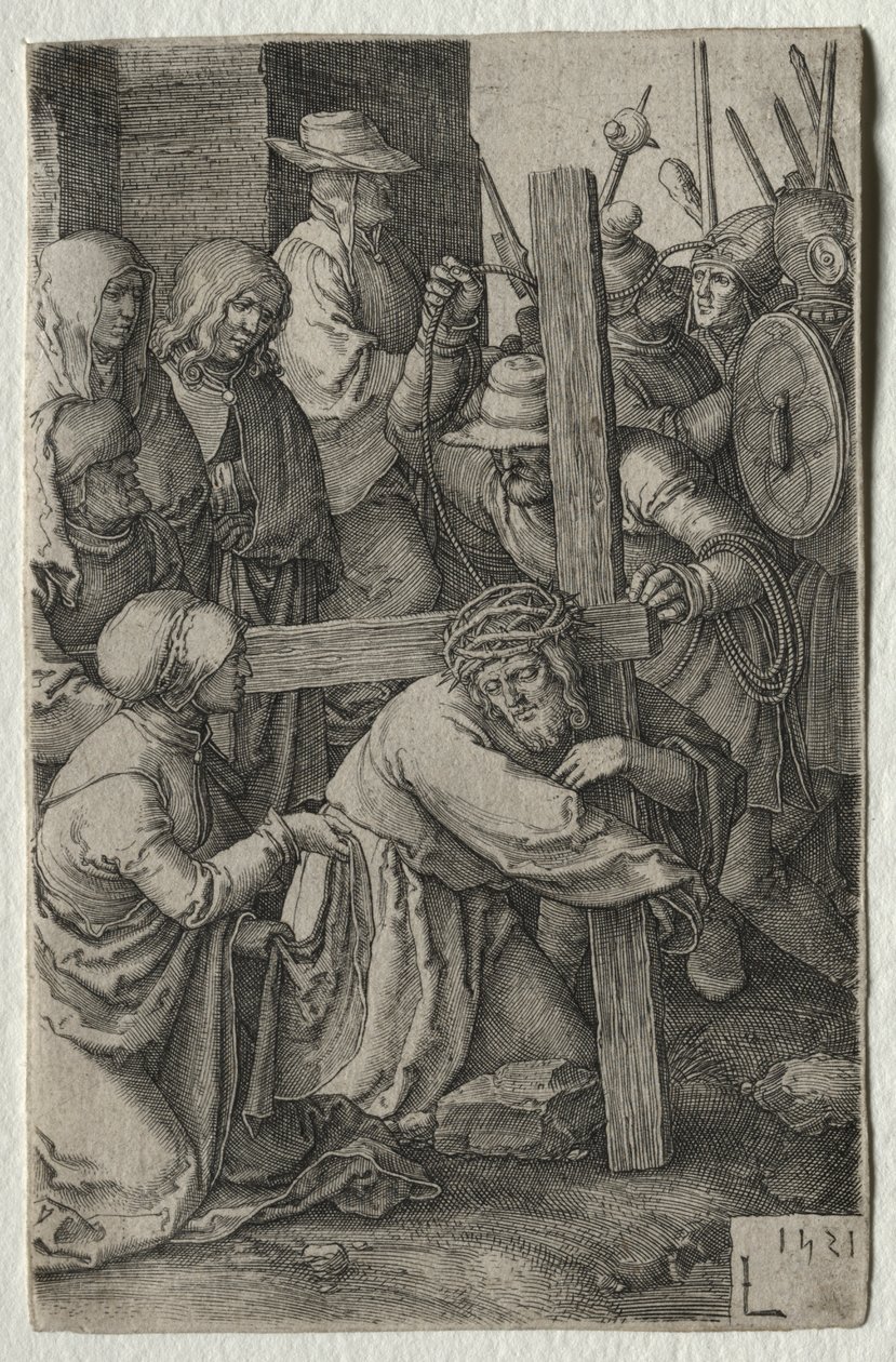 A szenvedés: Krisztus a keresztet hordozó Krisztus alkotó: Lucas van Leyden