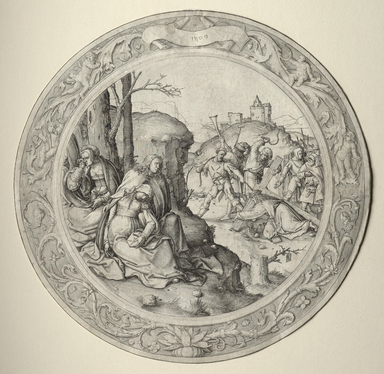 A kerek passió: Krisztus a keresztet hordja alkotó: Lucas van Leyden