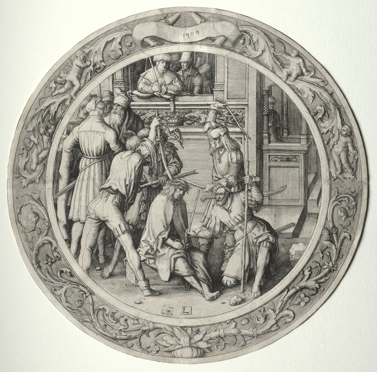 A kerek passió: tövisekkel megkoronázott Krisztus alkotó: Lucas van Leyden