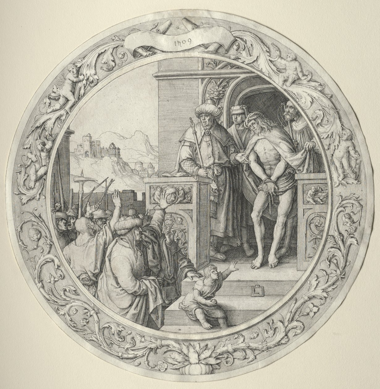 A kerek passió: Krisztus bemutatott az embereknek alkotó: Lucas van Leyden