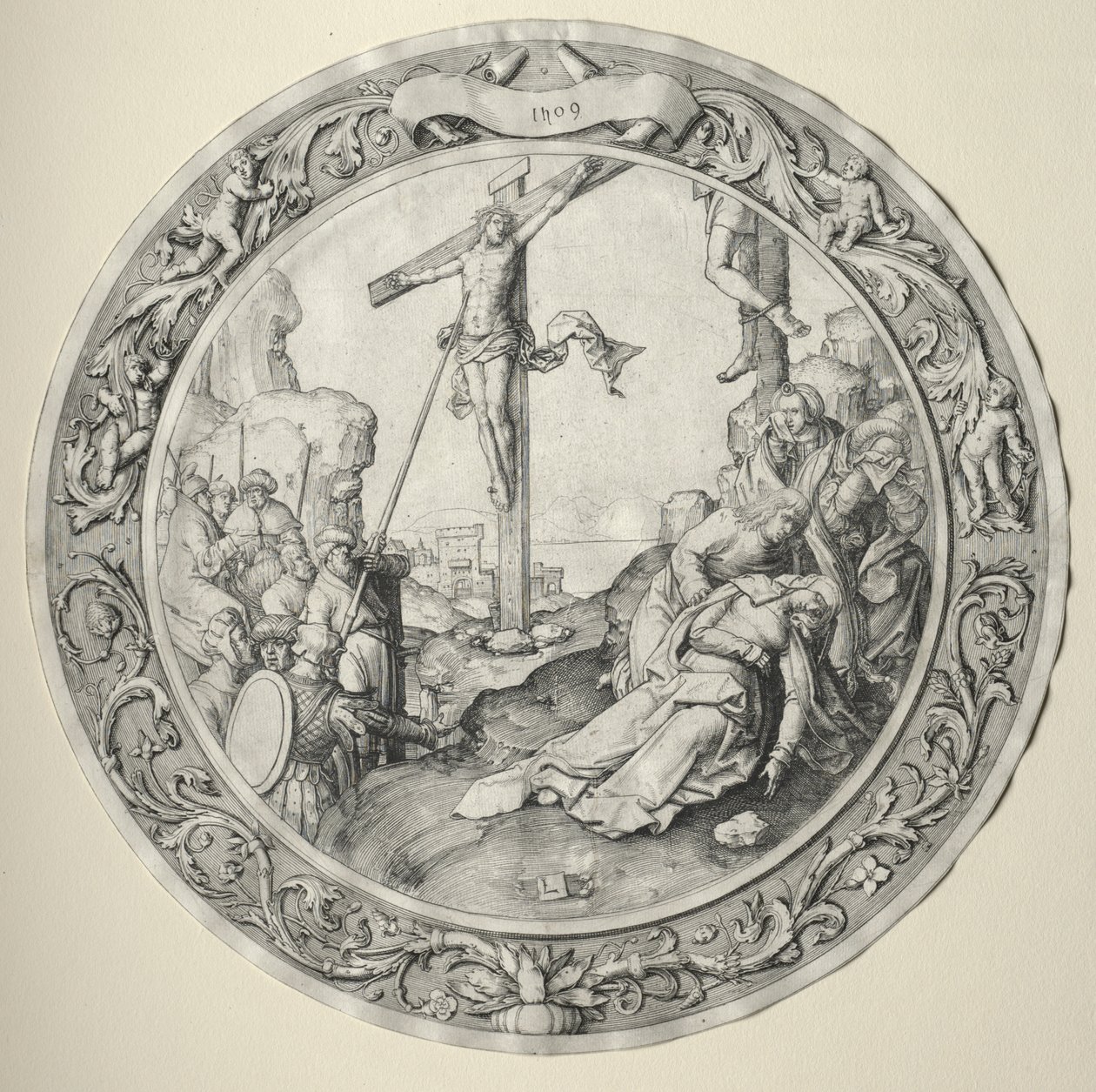 A kerek passió: A keresztre feszítés alkotó: Lucas van Leyden