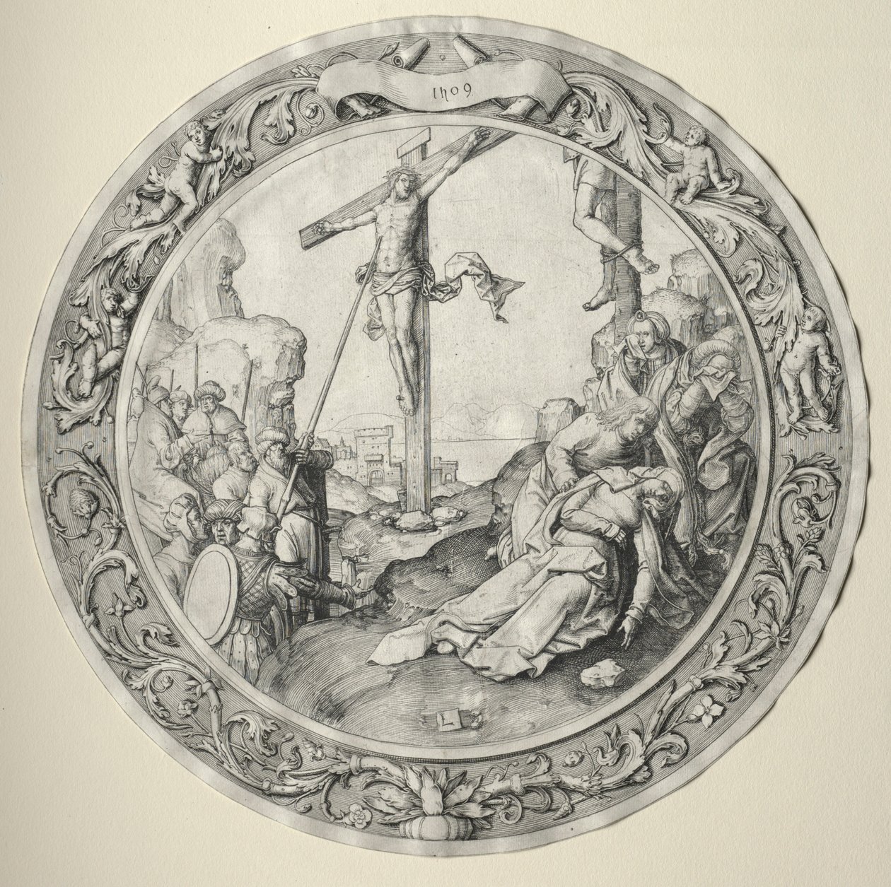 A kerek passió: A keresztre feszítés, 1509. alkotó: Lucas van Leyden