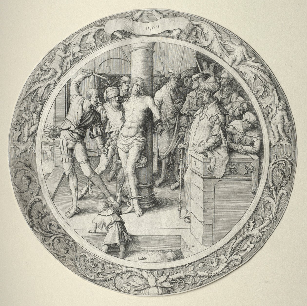 A kerek szenvedély: A zászlózás, 1509. alkotó: Lucas van Leyden