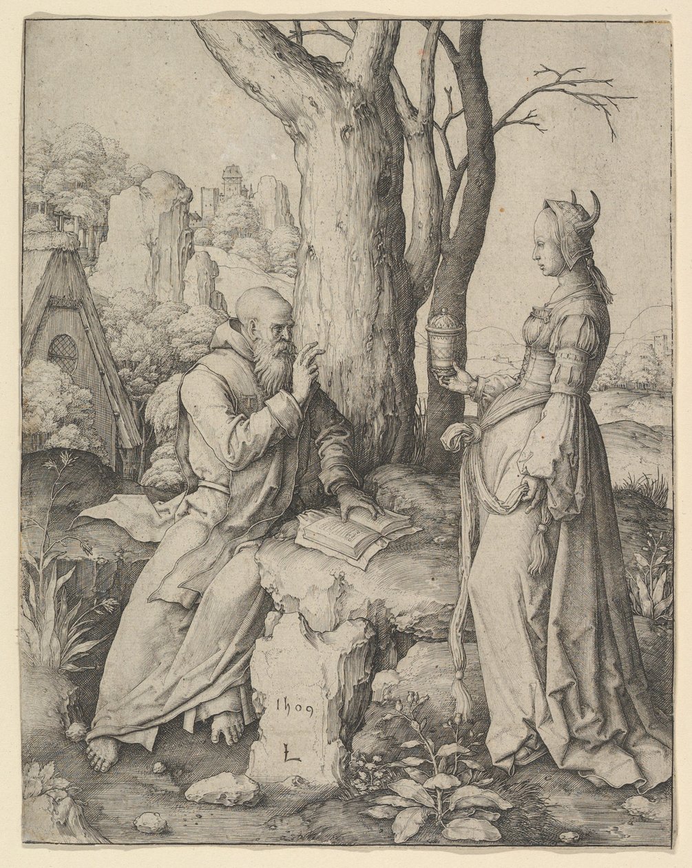 Szent Antal megkísértése, 1509. alkotó: Lucas van Leyden