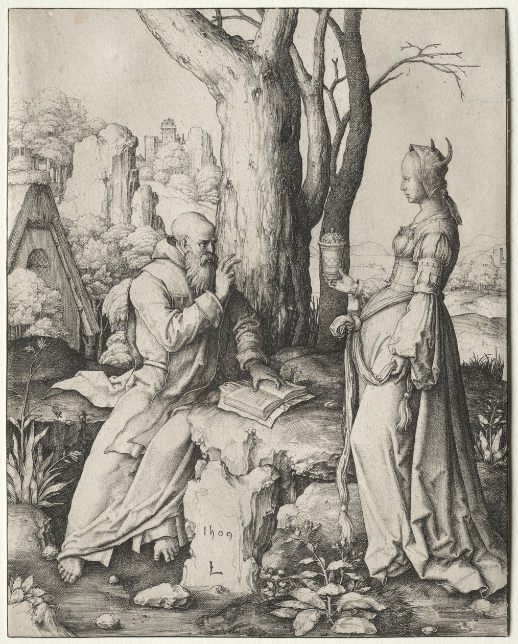 Szent Antal megkísértése, 1509. alkotó: Lucas van Leyden