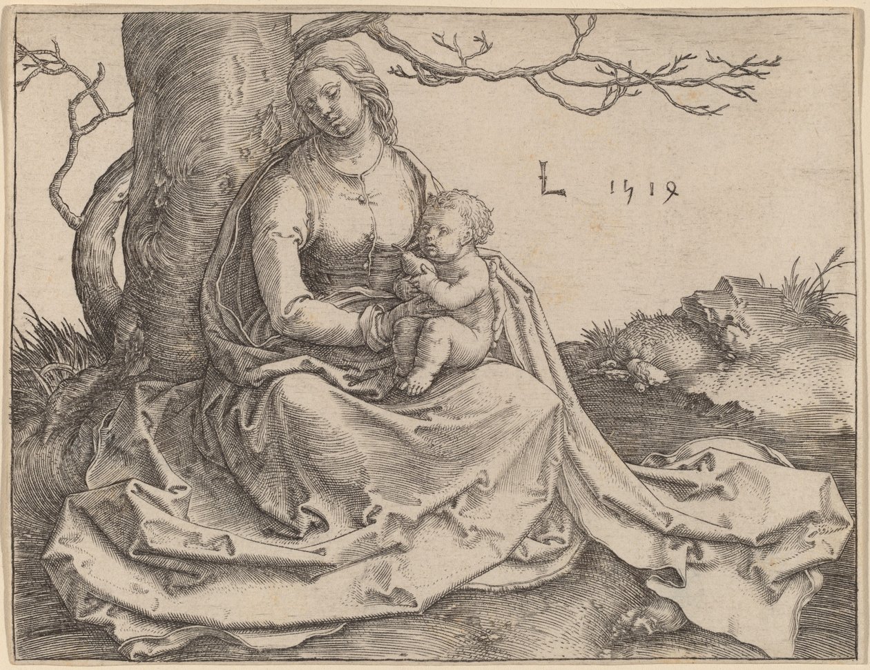 A Szűz ül egy fa alatt alkotó: Lucas van Leyden