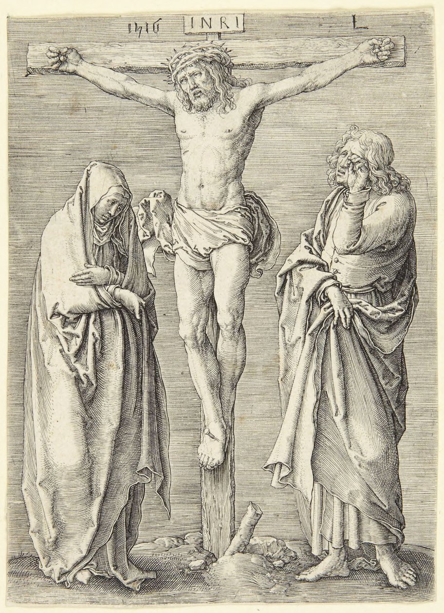 A Szűz Mária és Szent János a kereszt lábánál alkotó: Lucas van Leyden