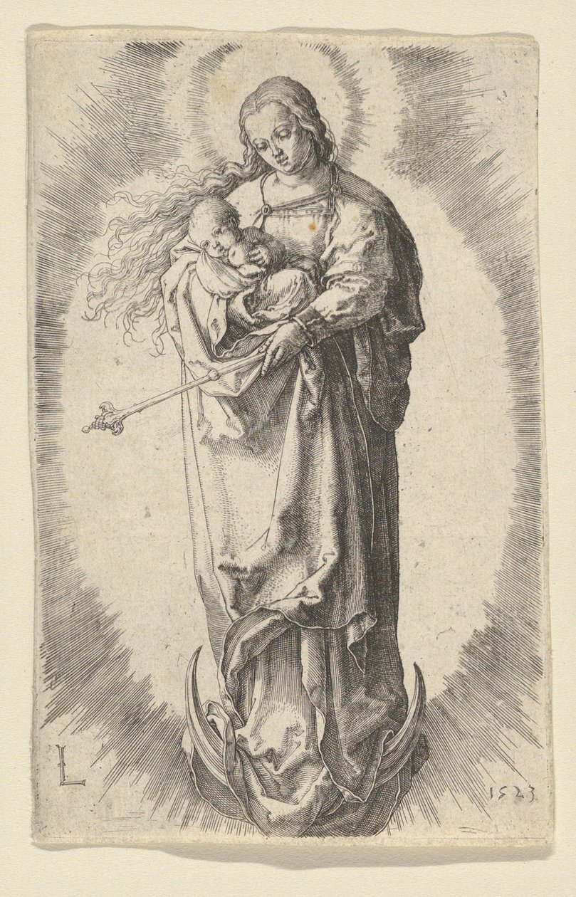 Szűz gyermekkel a félholdon, 1523. alkotó: Lucas van Leyden