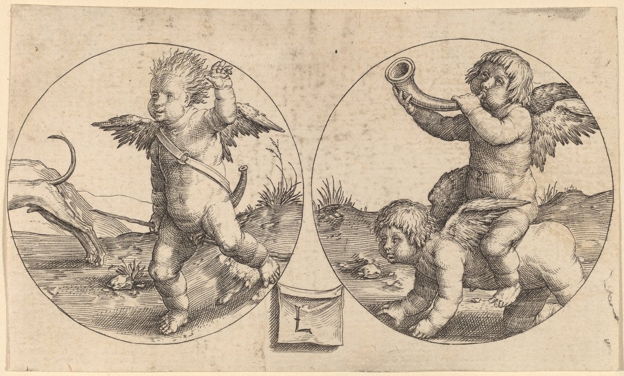 Két Cupido két körben alkotó: Lucas van Leyden