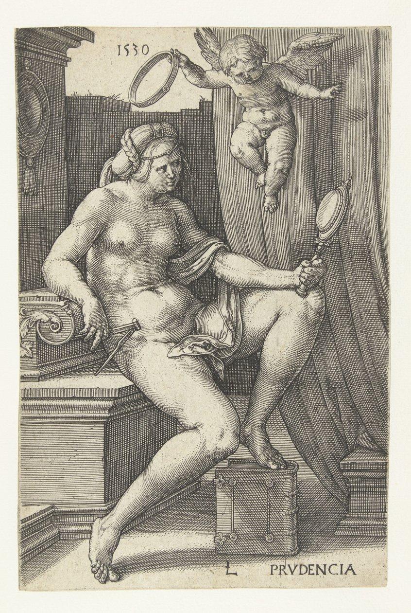 Vigyázat Prudencia (cím az objektumon) Hét erény (sorozat címe) alkotó: Lucas van Leyden