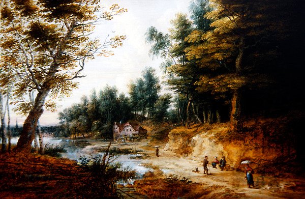 Erdős táj (olaj, réz) alkotó: Lucas van Uden