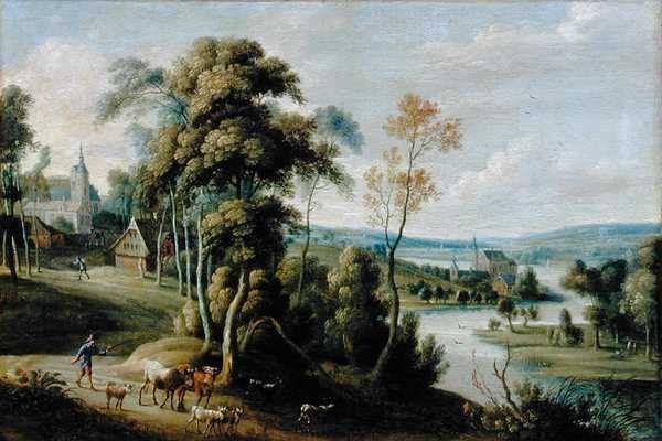 Tájkép (olaj, vászon) alkotó: Lucas van Uden