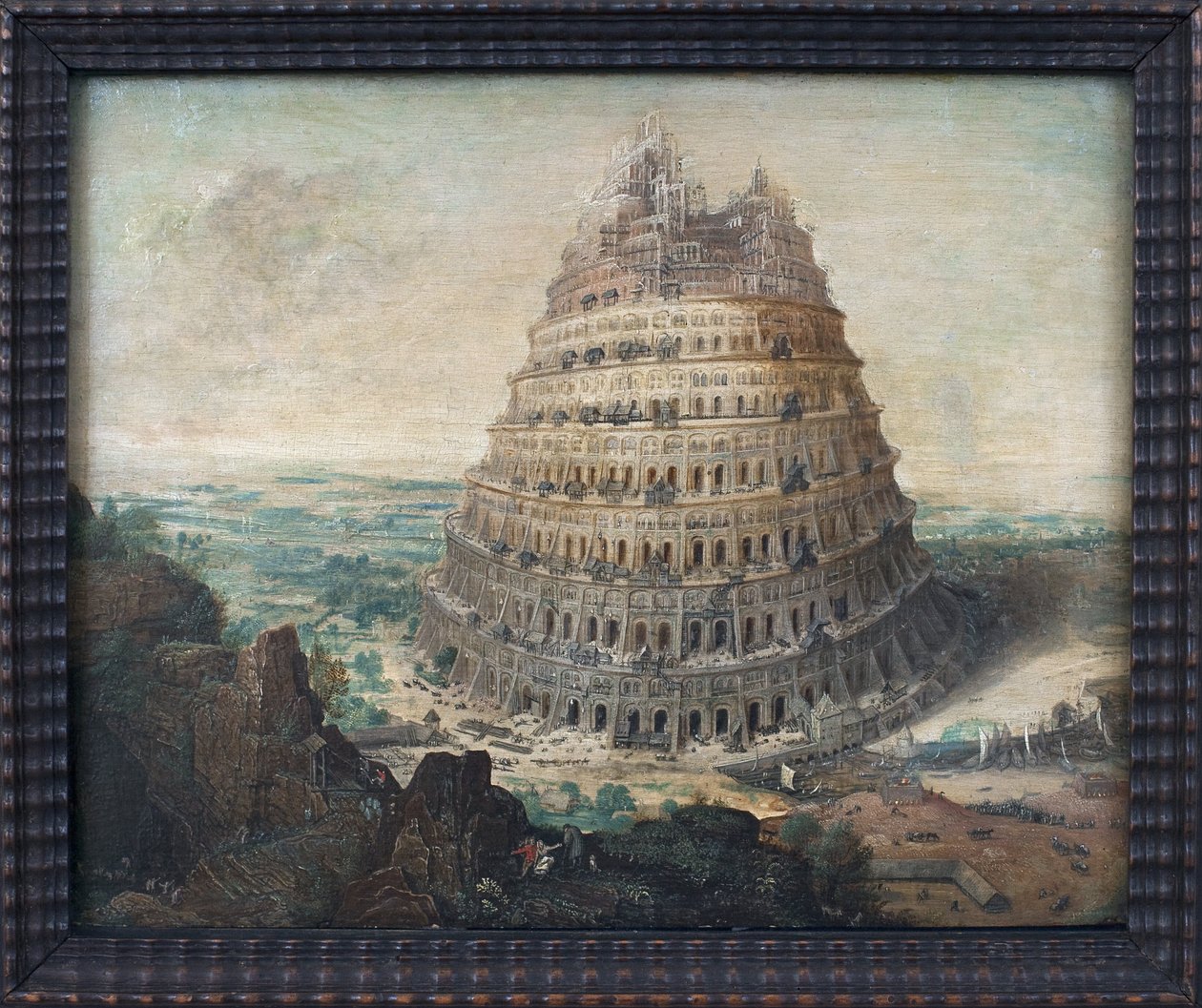 Bábel-torony. Lucas Van Valkenborch festménye (1535-1597 körül), olaj, fa, flamand művészet alkotó: Lucas van Valckenborch