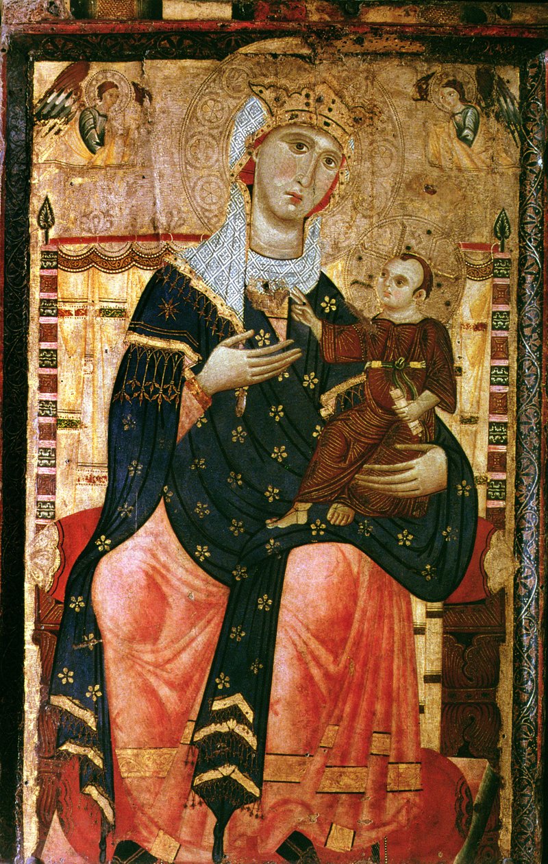 A trónra emelt Madonna és gyermeke, 1260 körül (nyárfára rakott vászon) alkotó: Luccanese School