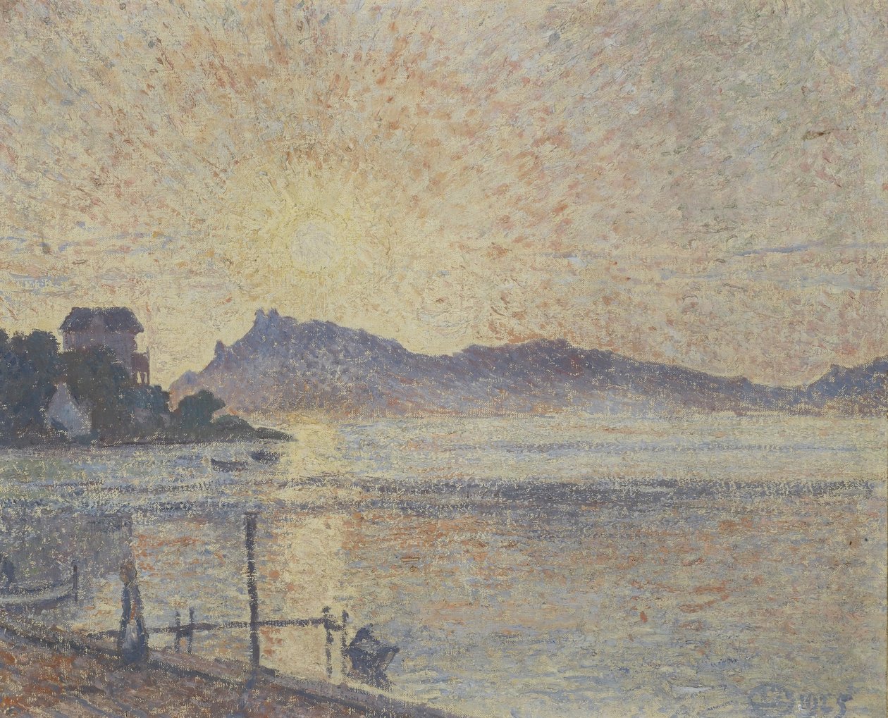 La Pointe de Cougoussa, Naplemente, 1925 alkotó: Lucien Pissarro