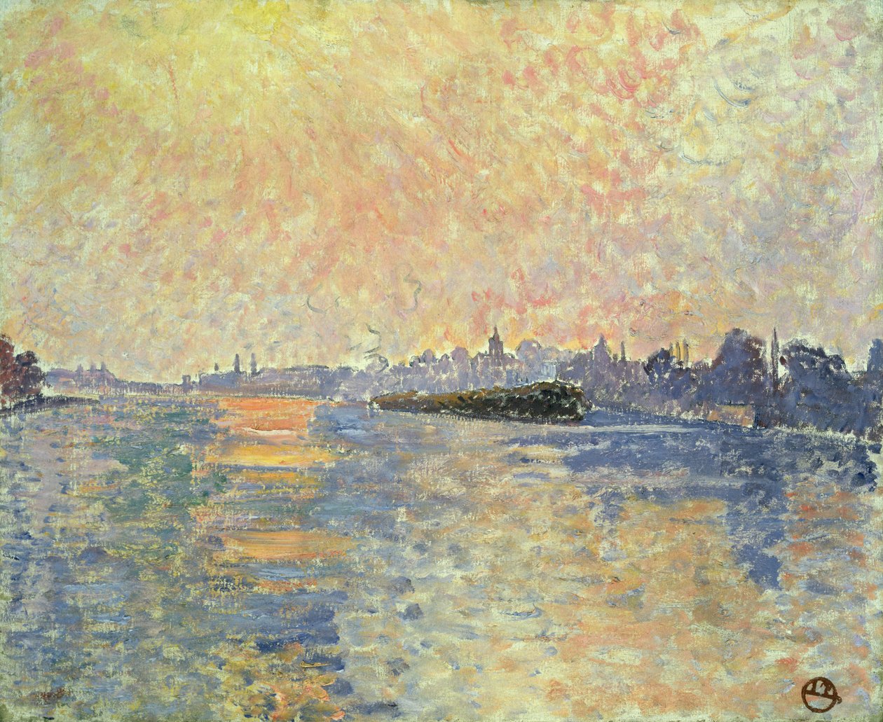 Naplemente a Temzén Chiswicknél alkotó: Lucien Pissarro