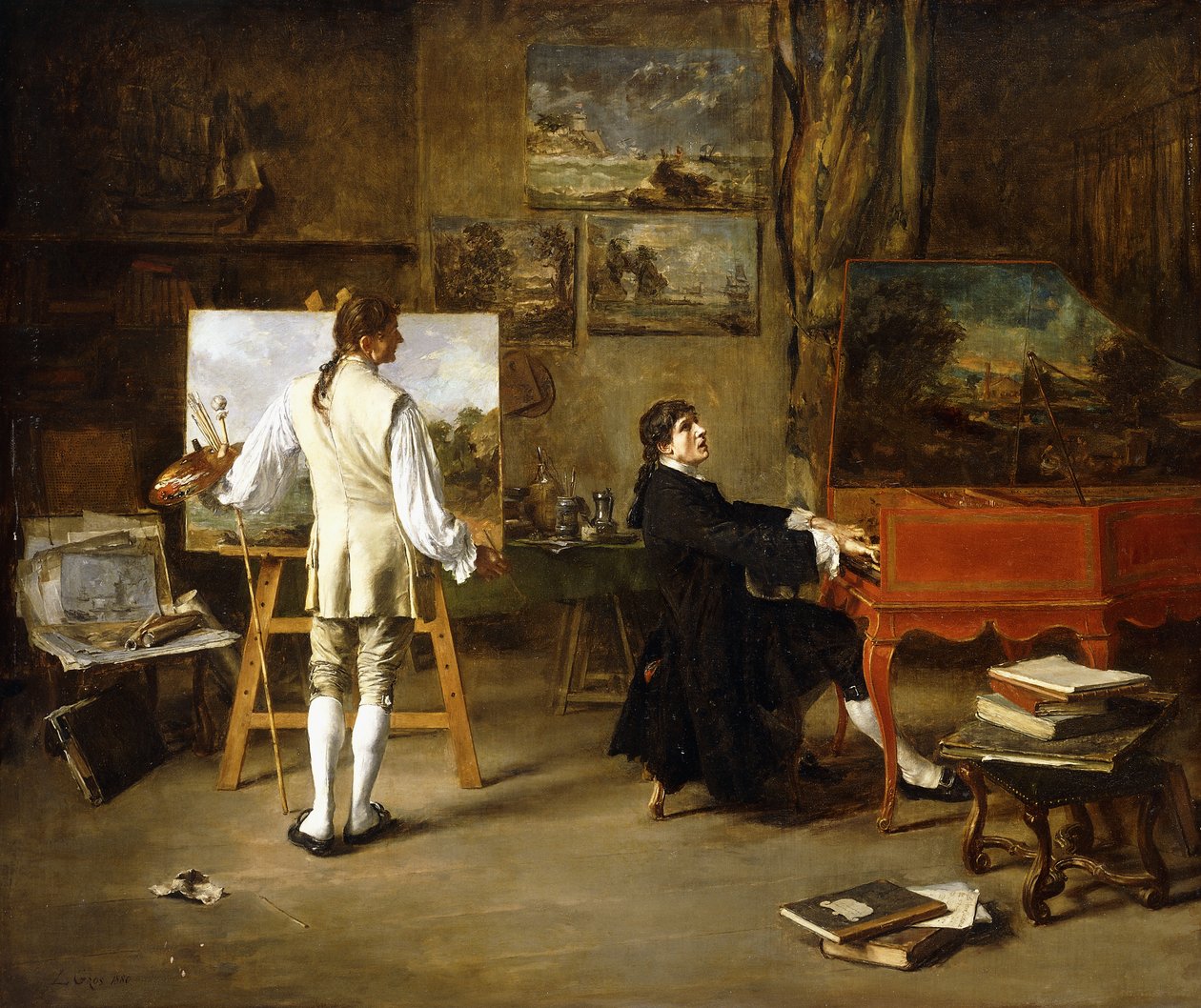 Pergolese Joseph Vernet műtermében, 1880 alkotó: Lucien Alphonse Gros