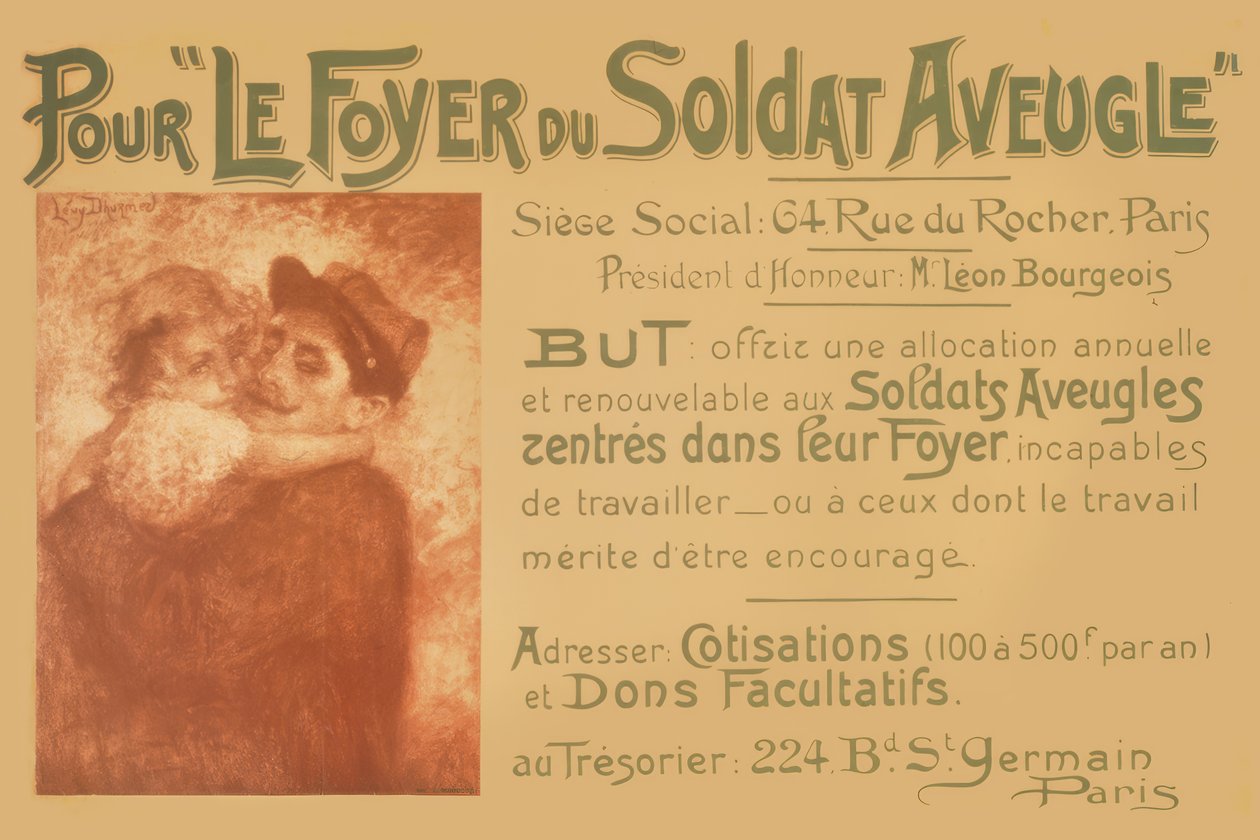 Egy vak katona egy kislányt tart a kezében alkotó: Lucien Levy-Dhurmer