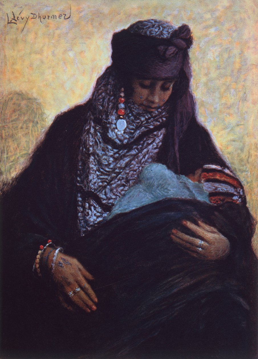 Algériai anya (színes litográfia) alkotó: Lucien Levy Dhurmer