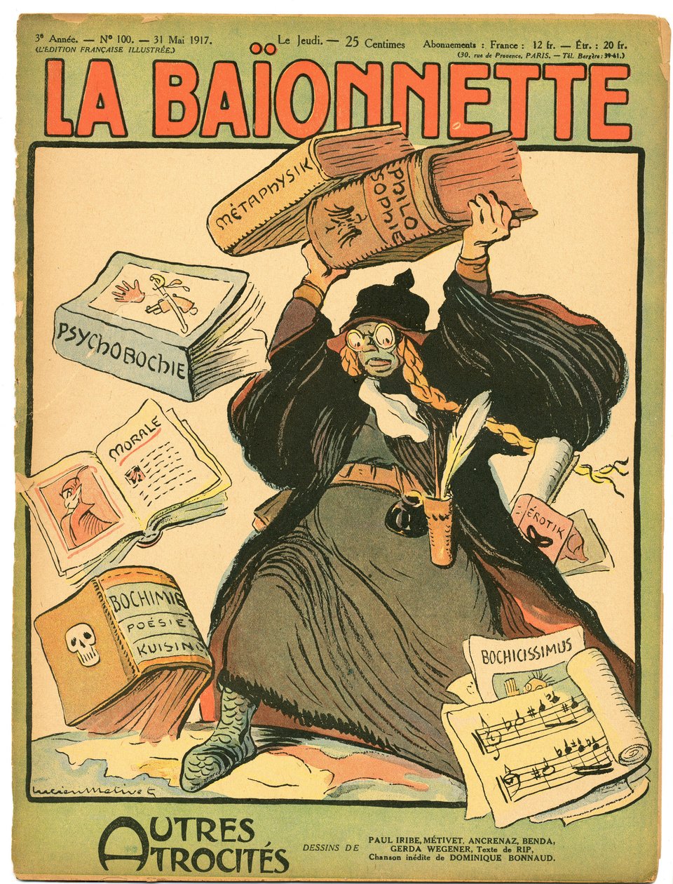 A "La Baionnette" borítója, színes szatirikus alkotó: Lucien Metivet