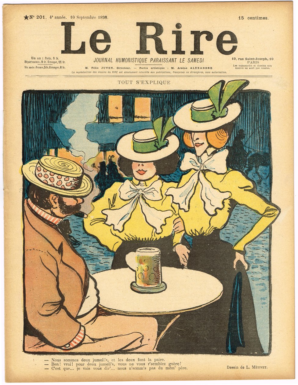 A "Le Rire" borítója, színekben szatirikus alkotó: Lucien Metivet