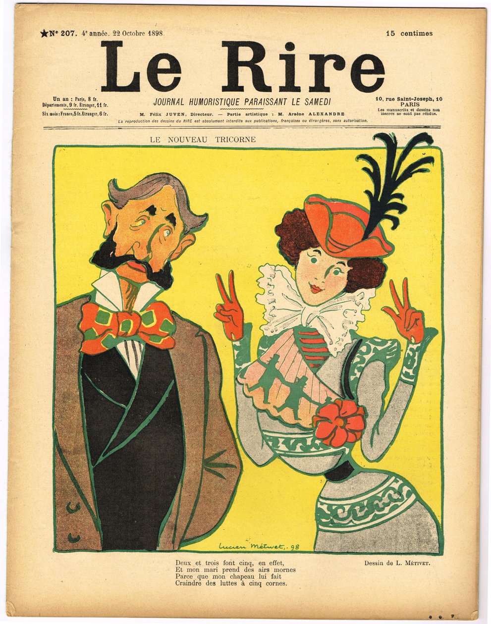 A "Le Rire" borítója, színekben szatirikus alkotó: Lucien Metivet