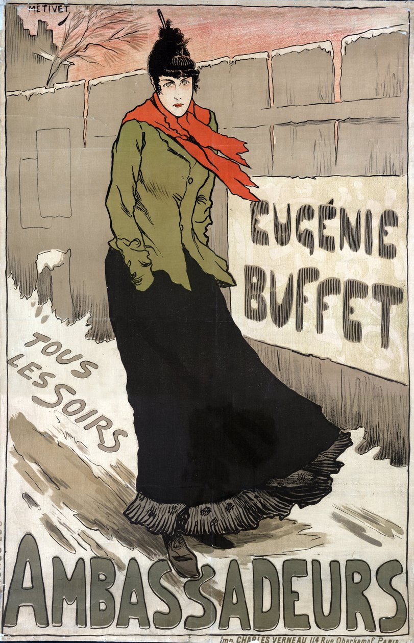 Eugenie Buffet (1866-1934), minden este népszerű francia énekesnő az Ambassadeurben alkotó: Lucien Metivet