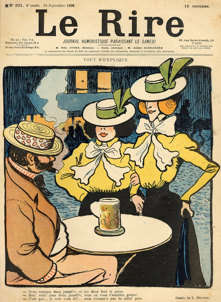 Féltestvérek a „Le Rire” címlapjáról, 1898. szeptember 10. alkotó: Lucien Metivet