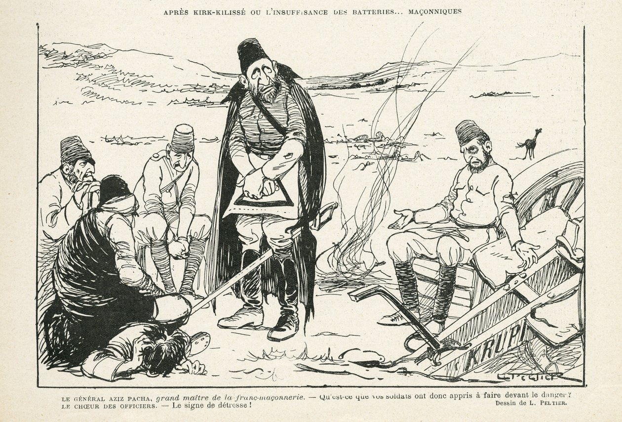 Illusztráció a Le Rire-ben, 12.09.11 - Kirk-Kilisse vagy az elégtelen elemek után (metszet) alkotó: Lucien Metivet