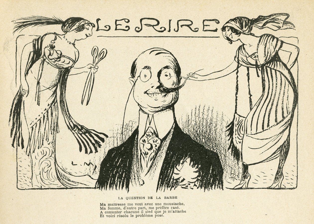 Illusztráció a Le Rire-ben, 23.03.12 - a szakáll kérdése (metszet) alkotó: Lucien Metivet