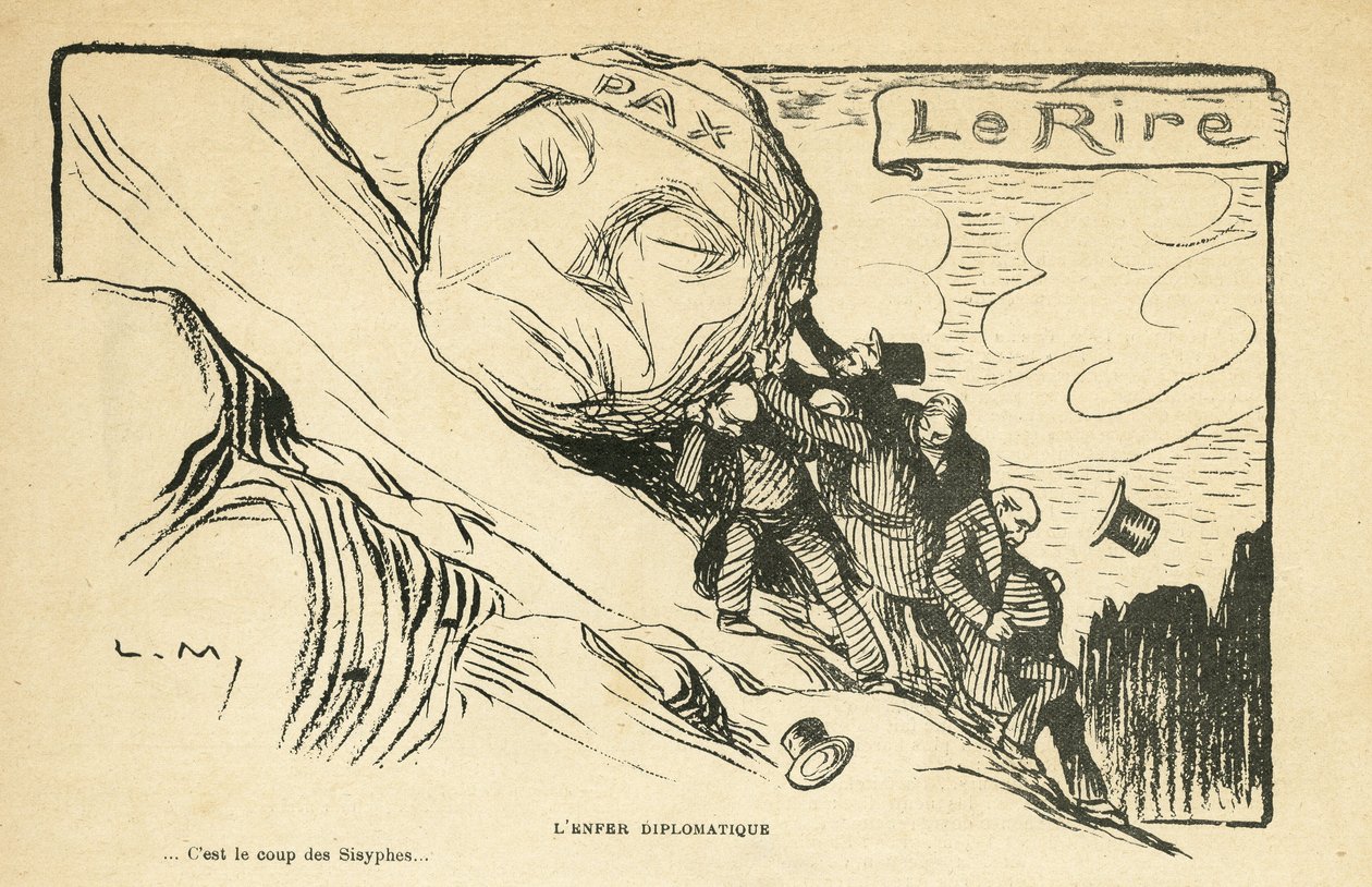 Illusztráció: Le Rire, 12.12.28 - diplomáciai pokol - Háború 14-18 (metszet) alkotó: Lucien Metivet