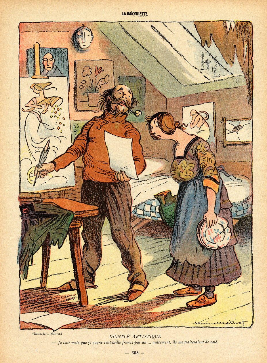 A bajonett, színes szatirikus alkotó: Lucien Metivet