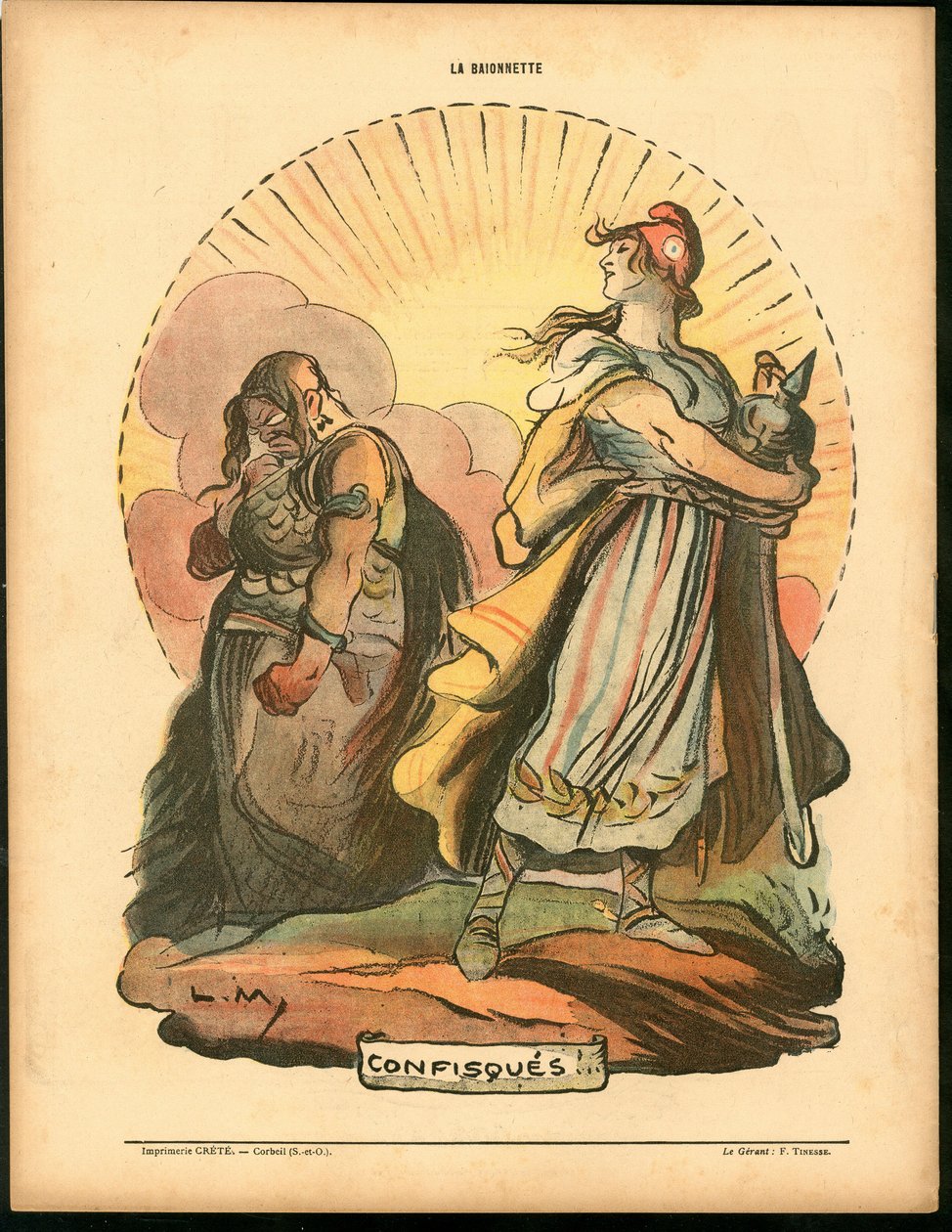 A bajonett, színes szatirikus, 1918.4.18: 14-18-as háború alkotó: Lucien Metivet