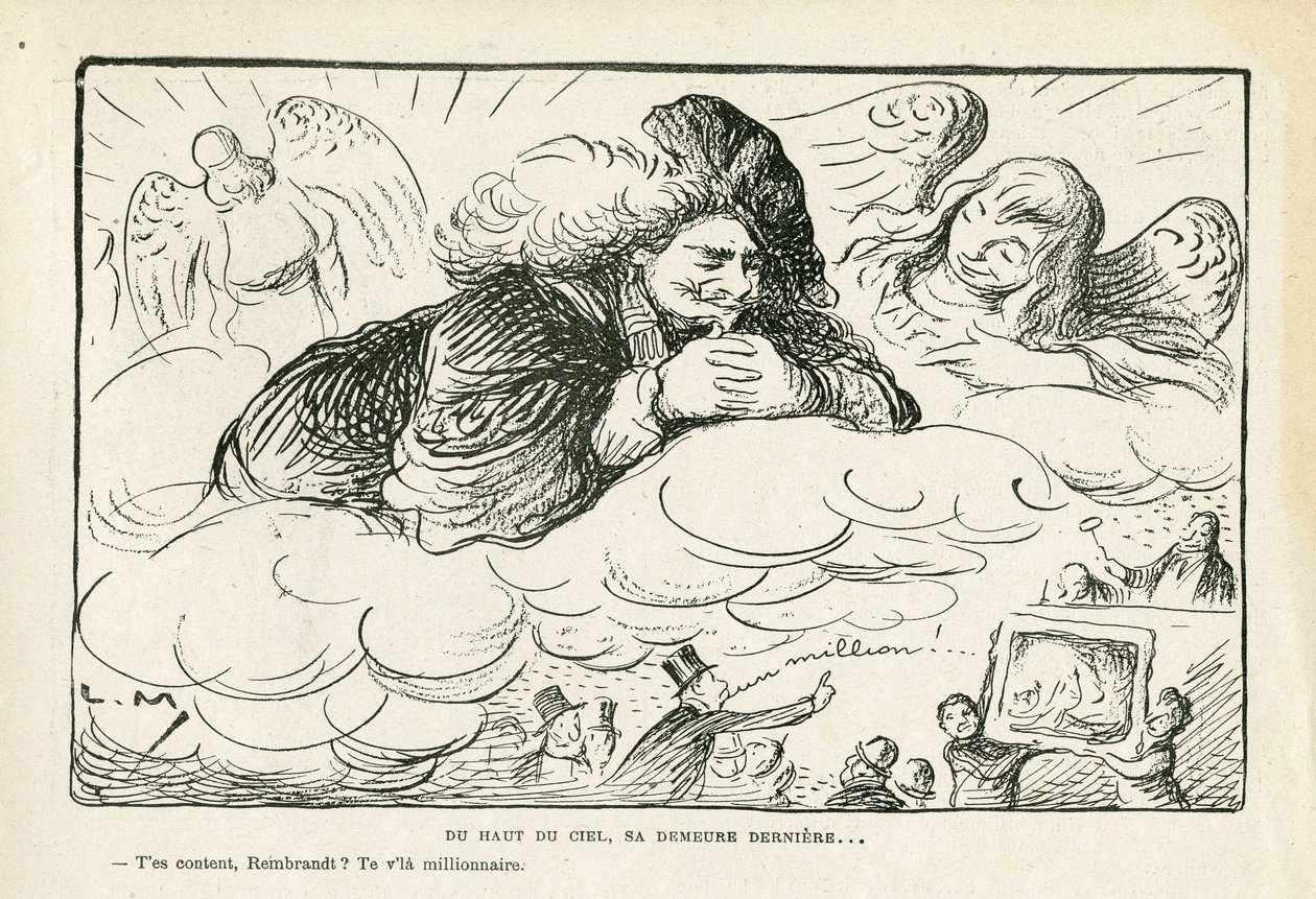 illusztráció a Le Rire-ben, 21/06/21 - Az ég tetejéről, végső nyughelye (metszet) alkotó: Lucien Metivet