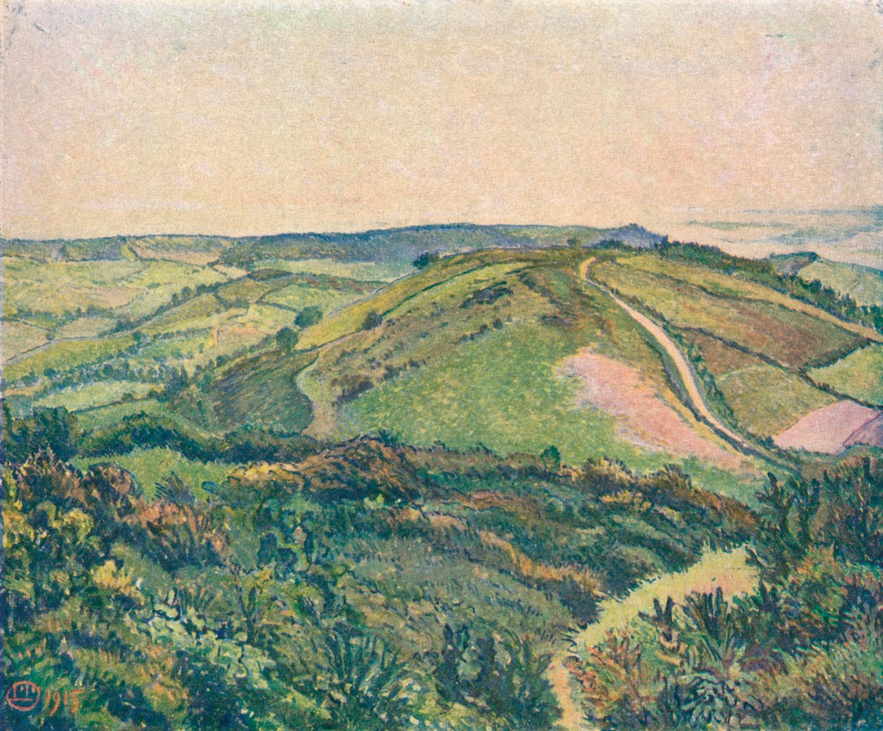Kilátás a hegyről, Halastó, c1913 alkotó: Lucien Pissaro