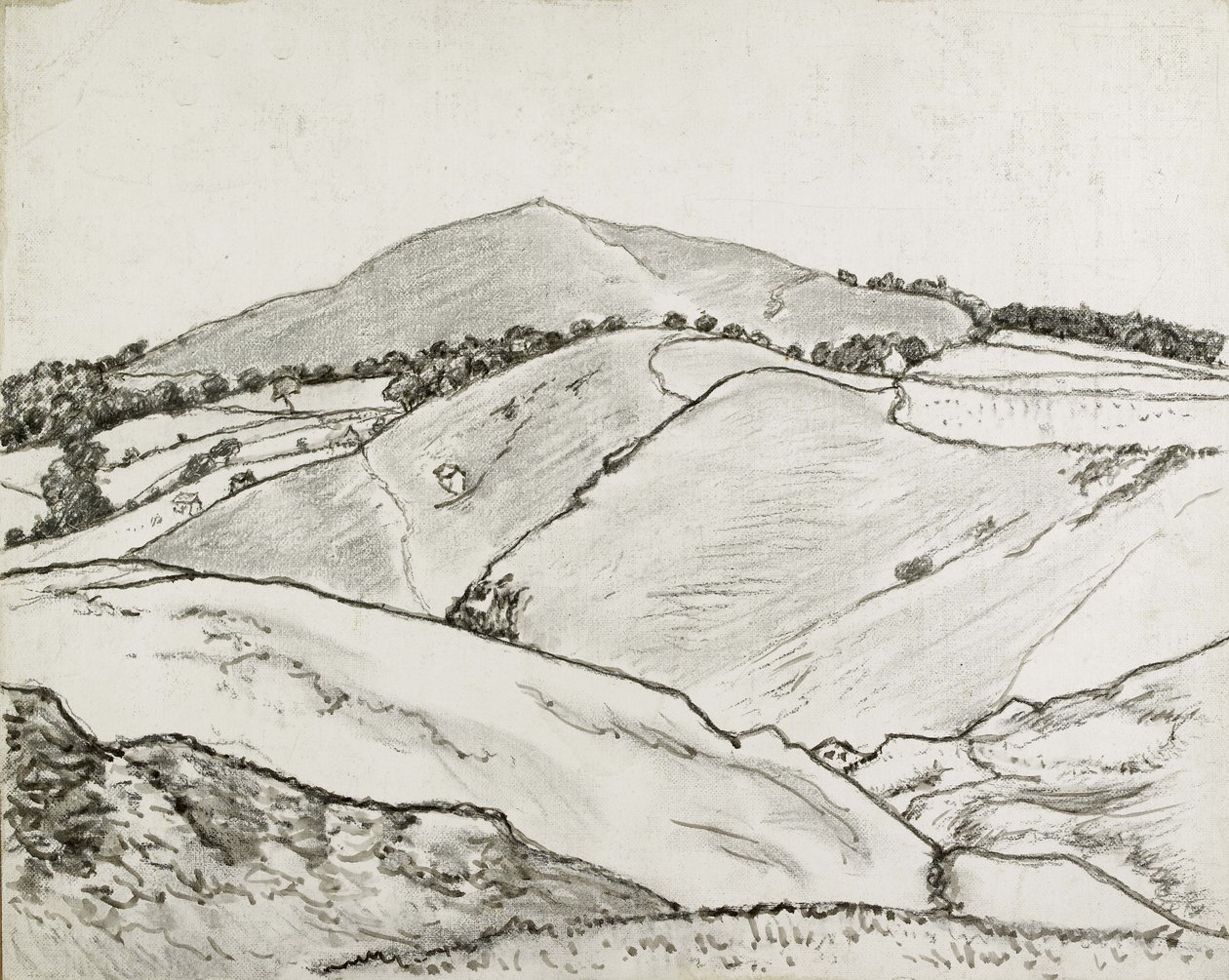 Cefn Bryn, 1933 (fekete kréta és olajmosás, vászonra fektetve) alkotó: Lucien Pissarro
