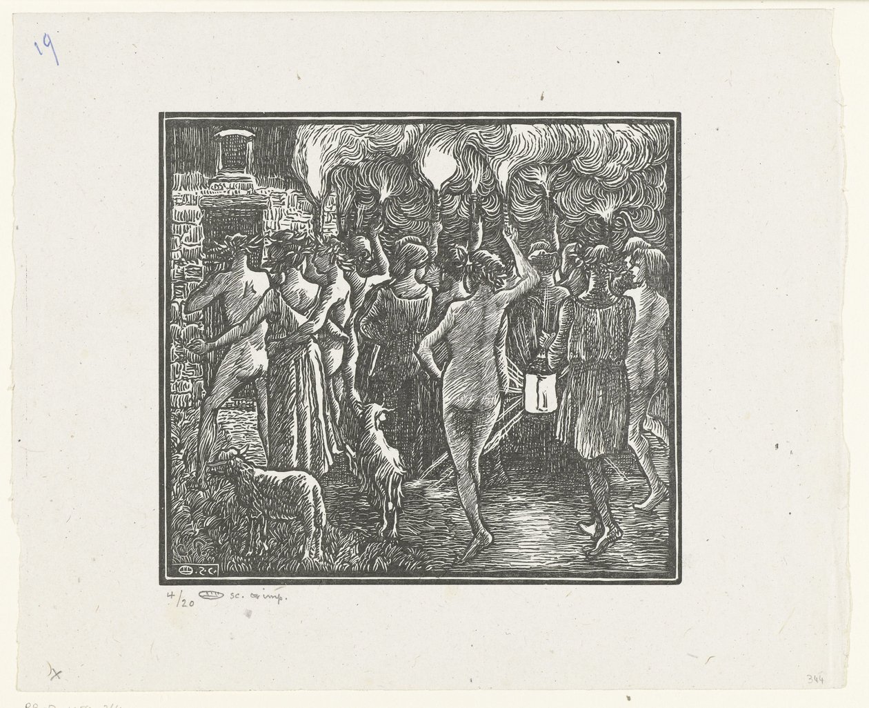A fakkeloptochttól Daphnis és Chloe, Fáklyás menet Daphnis és Chloe (sorozat címe) alkotó: Lucien Pissarro