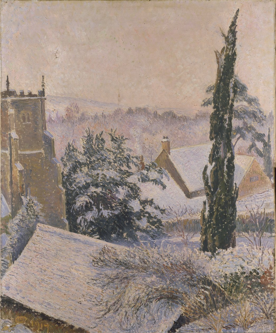 East Knoyle Church: Snow, 1917 alkotó: Lucien Pissarro