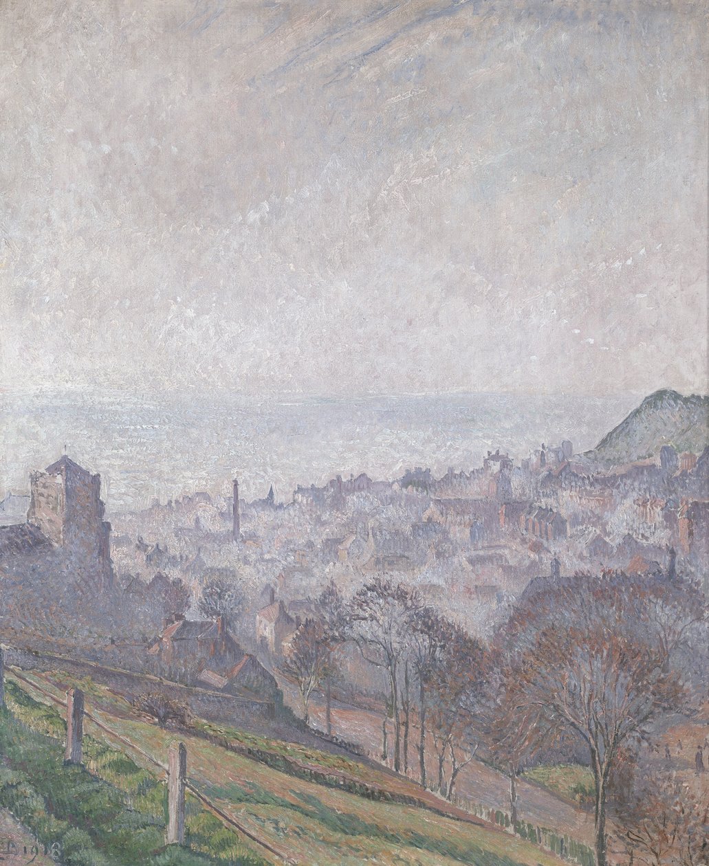 Hastings: Hastings: Köd, nap és füst, 1918 alkotó: Lucien Pissarro