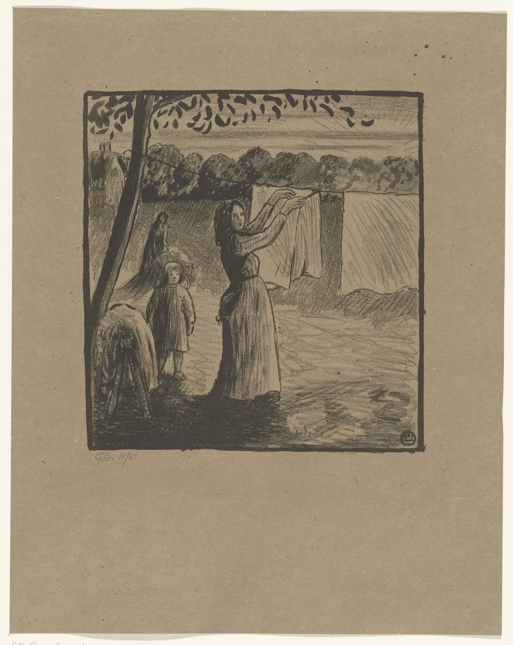 A ruhanemű felakasztása alkotó: Lucien Pissarro