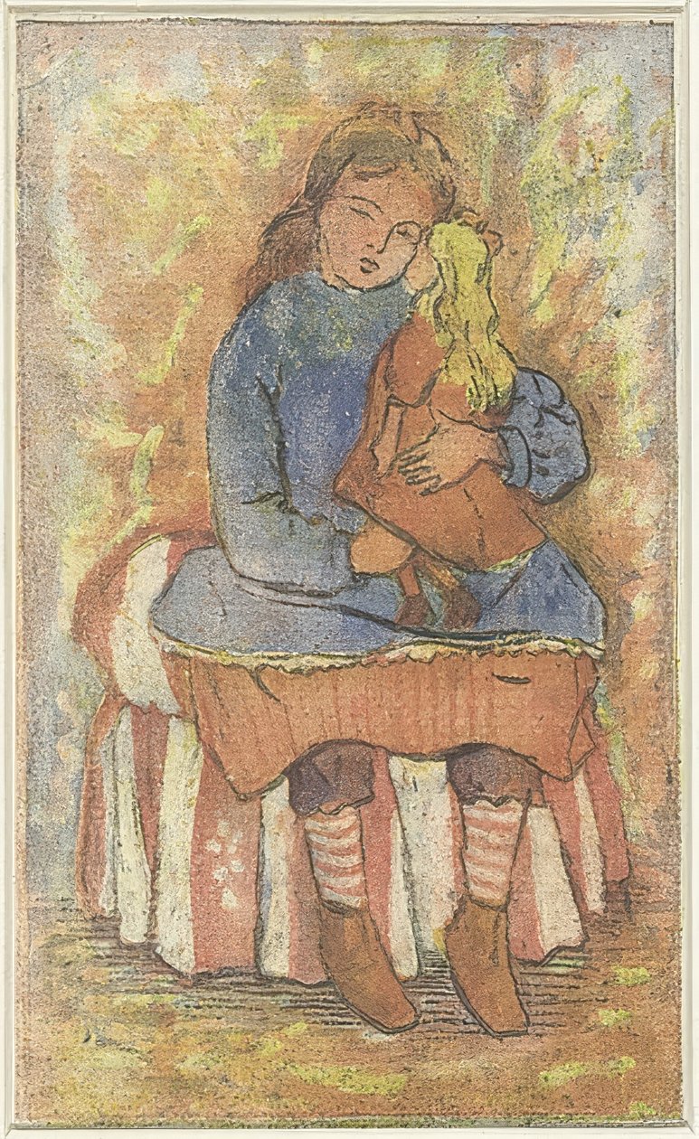 Lány babával alkotó: Lucien Pissarro