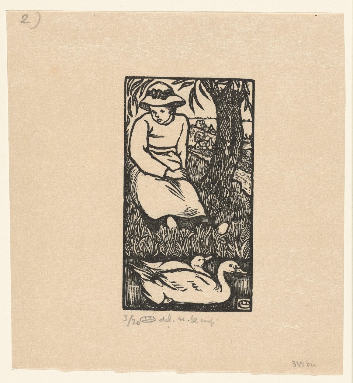 Lány és két kacsa La Fille au Canards alkotó: Lucien Pissarro